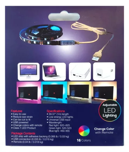 USB-s TV-háttérvilágítás, SMD 5050, 5 V DC, RGB, 1m