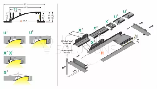 TOPMET LED-profil FLAT8 H/UX 1000 mm natúr