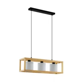   [OUTLET] GRANADOS függeszték acél, fa fekete, barna / textil fehérH: 1500 mm