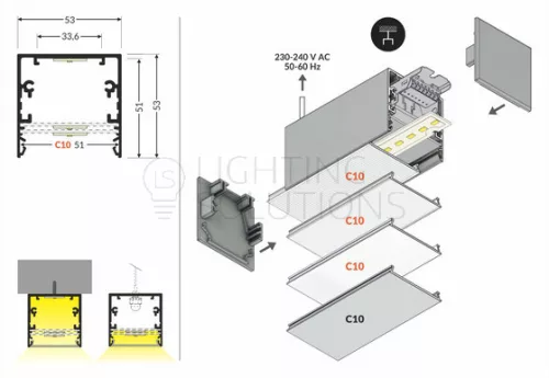 TOPMET LED-profil PHIL53 1000 mm fekete