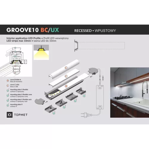 TOPMET Végzáró GROOVE10 gen2 SQ lyukas, fehér - kiszerelés (1 pár)