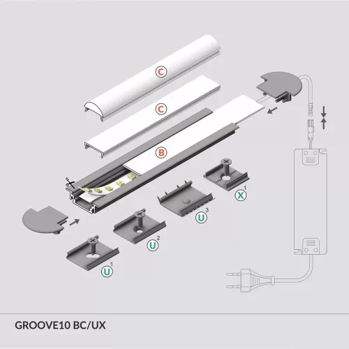 TOPMET Végzáró GROOVE10 gen2 SQ lyukas, fehér - kiszerelés (1 pár)