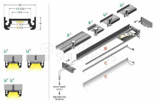 TOPMET LED-profil SURFACE10 BC/UX 2000 mm natúr