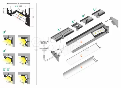 TOPMET LED-profil CORNER10 BC/UX 1000 mm eloxált