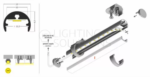 TOPMET LED-profil PEN8 I 1000 mm eloxált