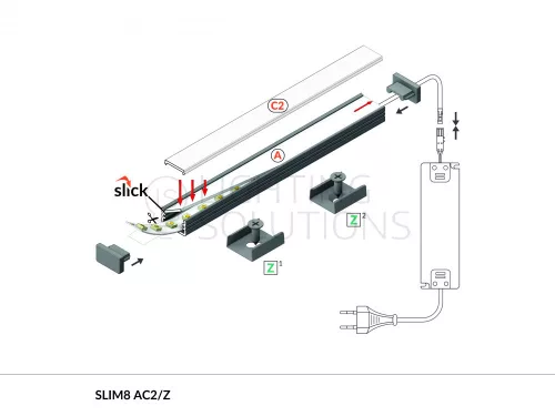 TOPMET LED-profil SLIM8 AC2/Z 2000 mm natúr