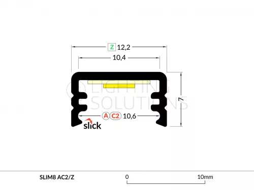 TOPMET LED-profil SLIM8 AC2/Z 2000 mm eloxált