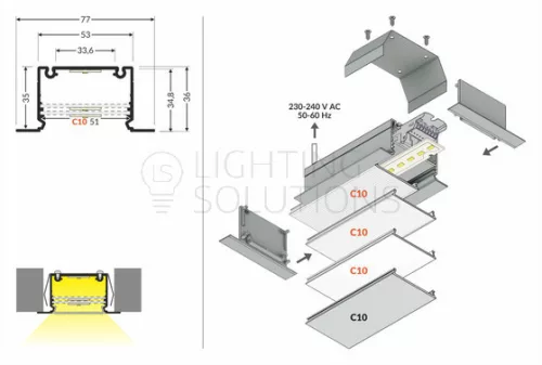 TOPMET LED-profil PHIL  2000 mm natúr