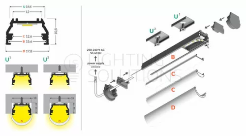 TOPMET LED-profil UNI12 BCD/U 1000 mm natúr