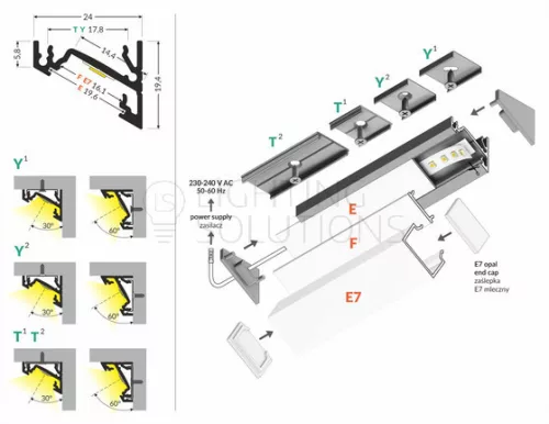 TOPMET LED-profil CORNER14 EF/TY 1000 mm eloxált