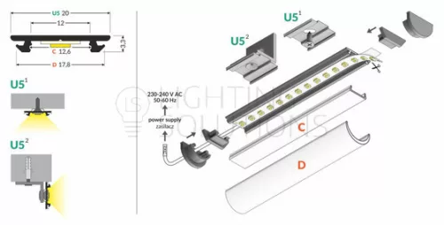TOPMET LED-profil ARC12 CD/U5 1000 mm eloxált