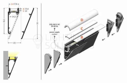 TOPMET LED-profil WALLE12 BCD 2000 mm eloxált