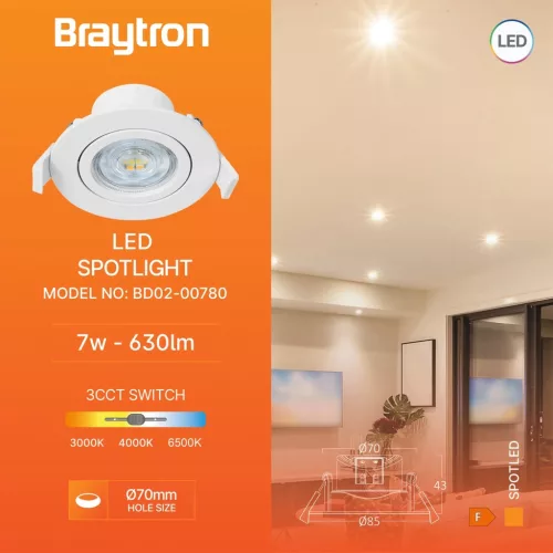 BRY-SPOTLED G3-7W-RND-WHT-3IN1-LED SPOTLIGHT