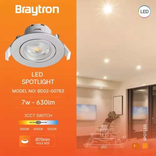 BRY-SPOTLED G3-7W-RND-SLV-3IN1-LED SPOTLIGHT