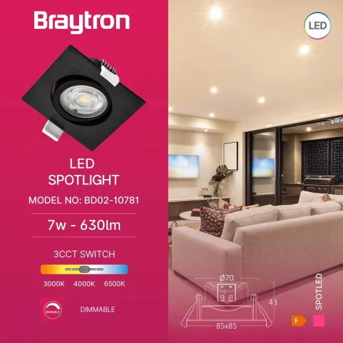 BRY-SPOTLED G3-7W-SQR-BLC-3IN1-LED SPOTLIGHT
