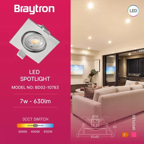 BRY-SPOTLED G3-7W-SQR-SLV-3IN1-LED SPOTLIGHT
