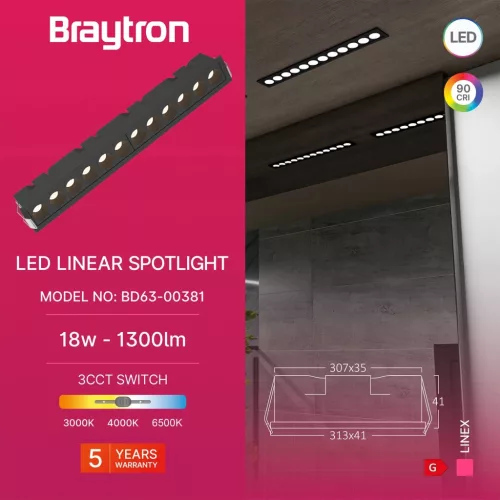 BRY-LINEX-LN12-18W-3CCT-BLC-LED LINEAR FIXTURE