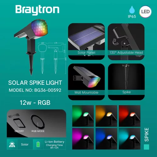 BRY-SPIKE-12W-GRY-RGB-IP65-SPIKE LIGHT