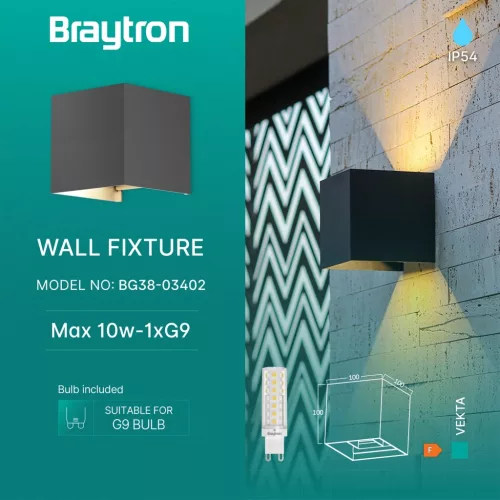BRY-VEKTA-B-WL.2-GRY-1xG9-IP54-WALL LIGHT