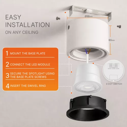 BRY-GATA-SR-1D-10W-3IN1-RND-WHT-BLC-SPOTLIGHT