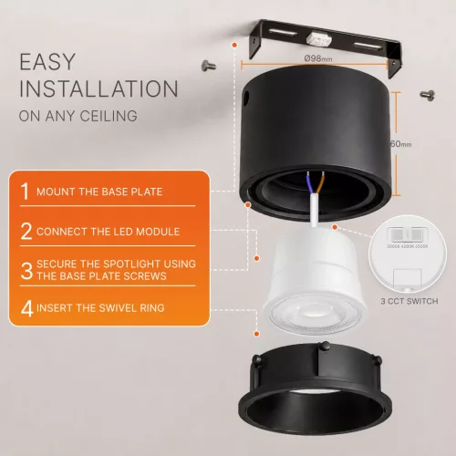 BRY-GATA-SR-1D-10W-3IN1-RND-BLC-BLC-SPOTLIGHT