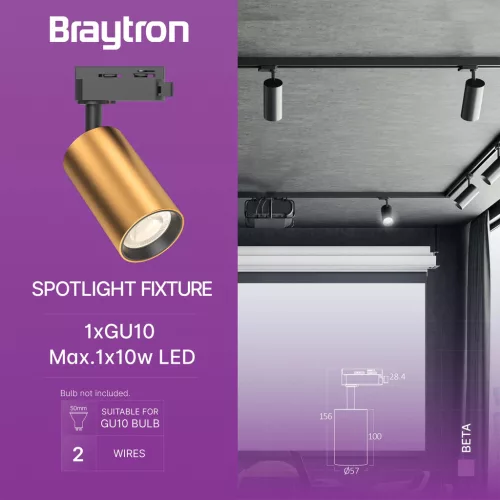 BRY-BETA-TR2-GLD-GU10-2WRS-TRACKLIGHT