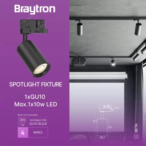 BRY-BETA-TR2-BLC-GU10-4WRS-TRACKLIGHT