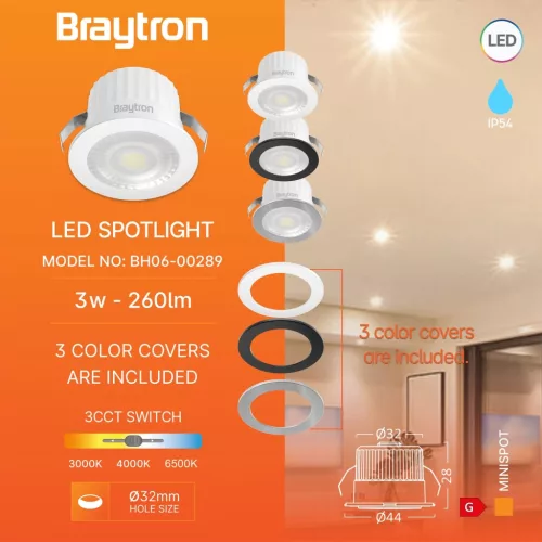 BRY-MINISPOT-A-3W-38D-3C-3IN1-IP54-LED SPOTLIGHT