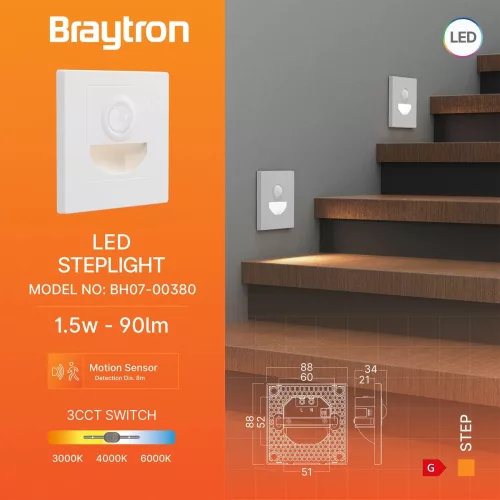 BRY-STEP-BS-SNS-1,5W-3IN1-WHT-STEPLIGHT