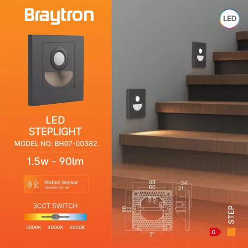 BRY-STEP-BS-SNS-1,5W-3IN1-GRY-STEPLIGHT