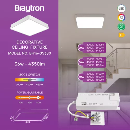 BRY-BLADE-SS-SQR-WHT-36W-3IN1-WAT3-CEILING LIGHT