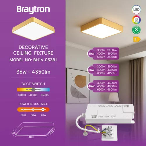 BRY-BLADE-SS-SQR-GLD-36W-3IN1-WAT3-CEILING LIGHT