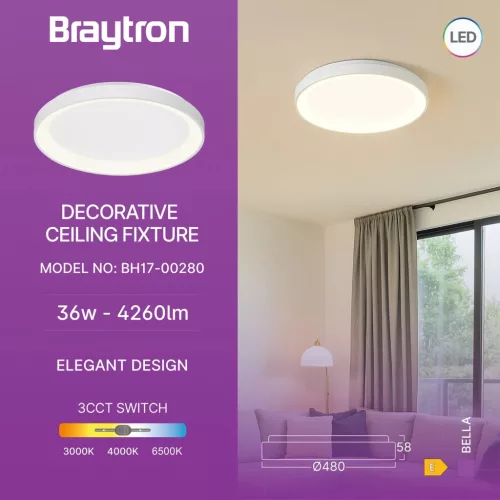 BRY-BELLA-SLS-SR-RND-WHT-36W-3IN1-IP20-CEILING LIG