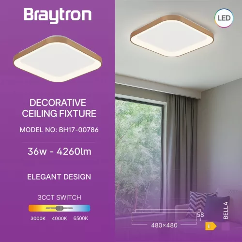BRY-BELLA-SLS-SR-SQR-GLD-36W-3IN1-IP20-CEILING LIG
