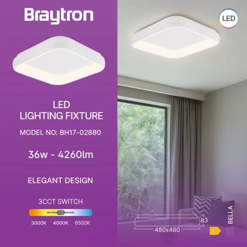 BRY-BELLA-MLS-SR-SQR-WHT-36W-3IN1-IP20-CEILING LIG