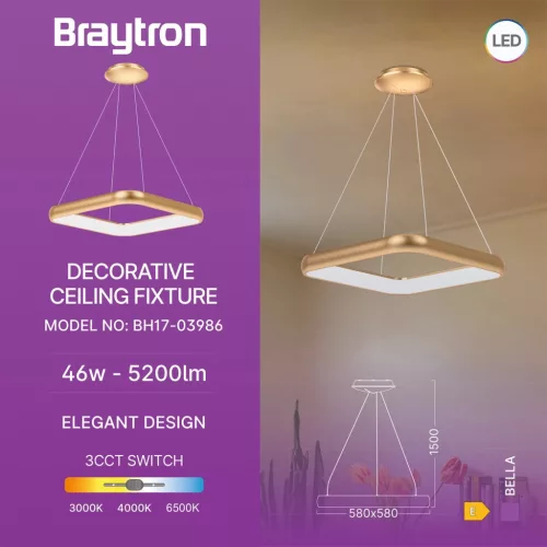 BRY-BELLA-MLP-PD-SQR-GLD-46W-3IN1-IP20-CEILING LIG