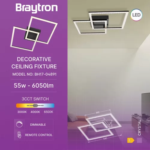 BRY-CRYSTAL-A-55W-3IN1-RMT-BLC-CEILING LIGHT