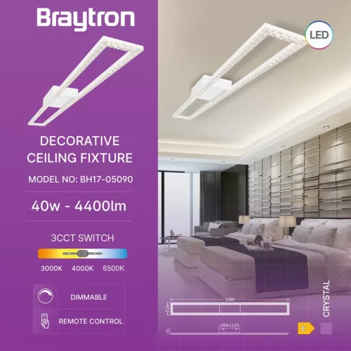 BRY-CRYSTAL-C-40W-3IN1-RMT-WHT-CEILING LIGHT