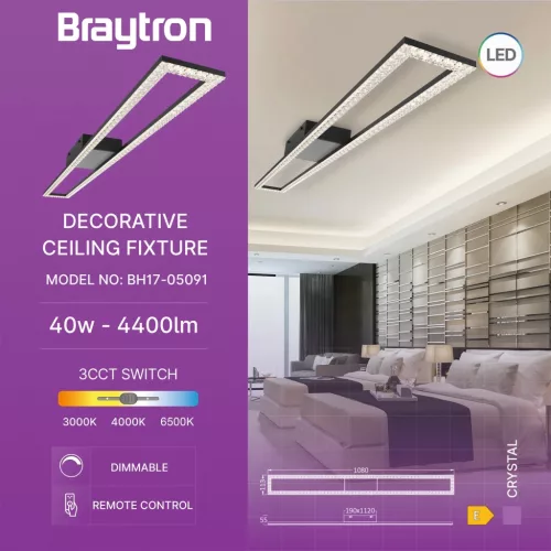 BRY-CRYSTAL-C-40W-3IN1-RMT-BLC-CEILING LIGHT