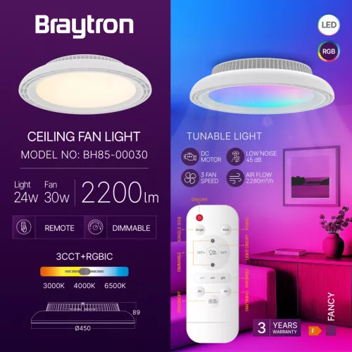 BRY-FANCY--24+30W-RGB-3IN1-WHT-IP20-CEILING FAN