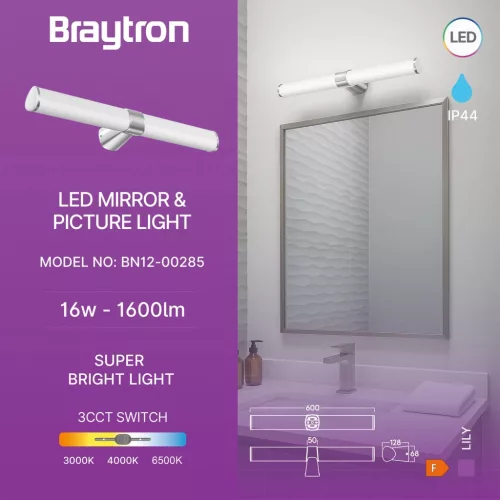 BRY-LILY-B-600-16W-3IN1-CHR-IP44 MIRROR LAMP