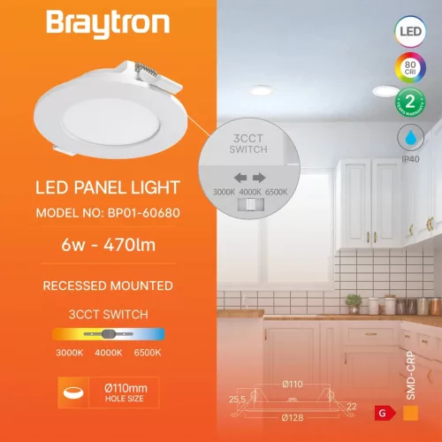 BRY-SMD-CRP-6W-RND-4NC-WHT-3IN1-LED PANEL LIGHT