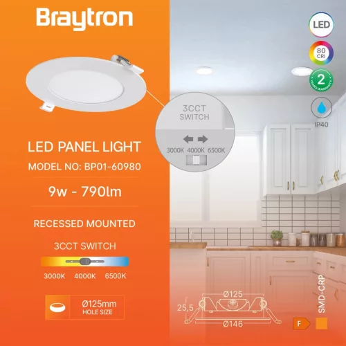 BRY-SMD-CRP-9W-RND-5INC-WHT-3IN1-LED PANEL LIGHT