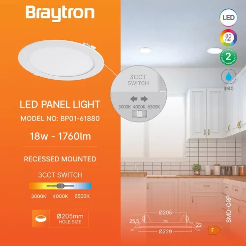 BRY-SMD-CRP-18W-RND-8INC-WHT-3IN1-LED PANEL