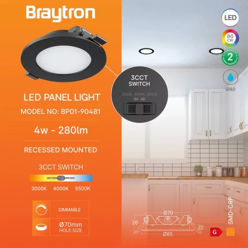 BRY-SMD-CRP-4W-RND-DIM-3INC-BLC-3IN1-LED PANEL LIG