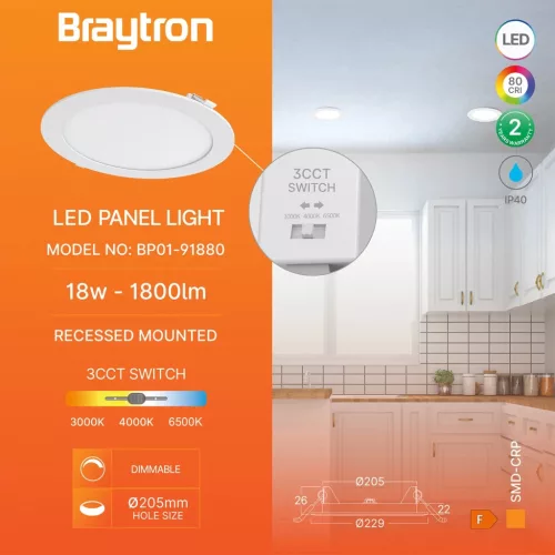 BRY-SMD-CRP-18W-RND-DIM-8INC-WHT-3IN1-LED PANEL LI