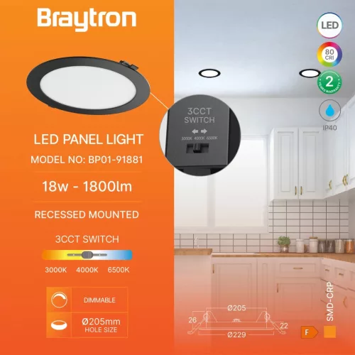 BRY-SMD-CRP-18W-RND-DIM-8INC-BLC-3IN1-LED PANEL LI