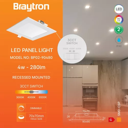 BRY-SMD-CSP-4W-SQR-DIM-3INC-WHT-3IN1-LED PANEL LIG