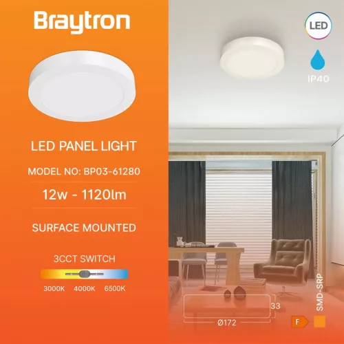 BRY-SMD-SRP-12W-RND-WHT-3IN1-LED PANEL