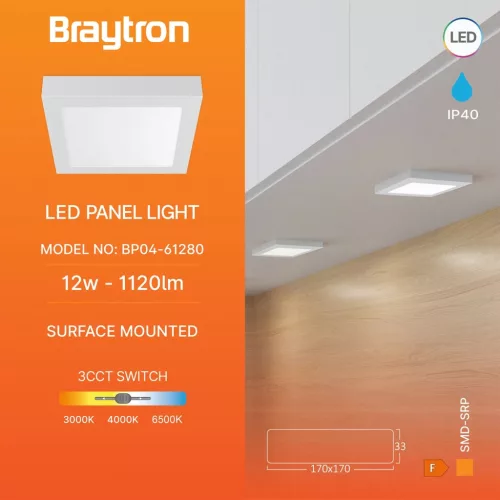 BRY-SMD-SRP-12W-SQR-WHT-3IN1-LED PANEL LIGHT